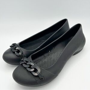 Crocs Womens Gianna Chain Link Ballet Flats Slip On‎ Shoes Black Size 6